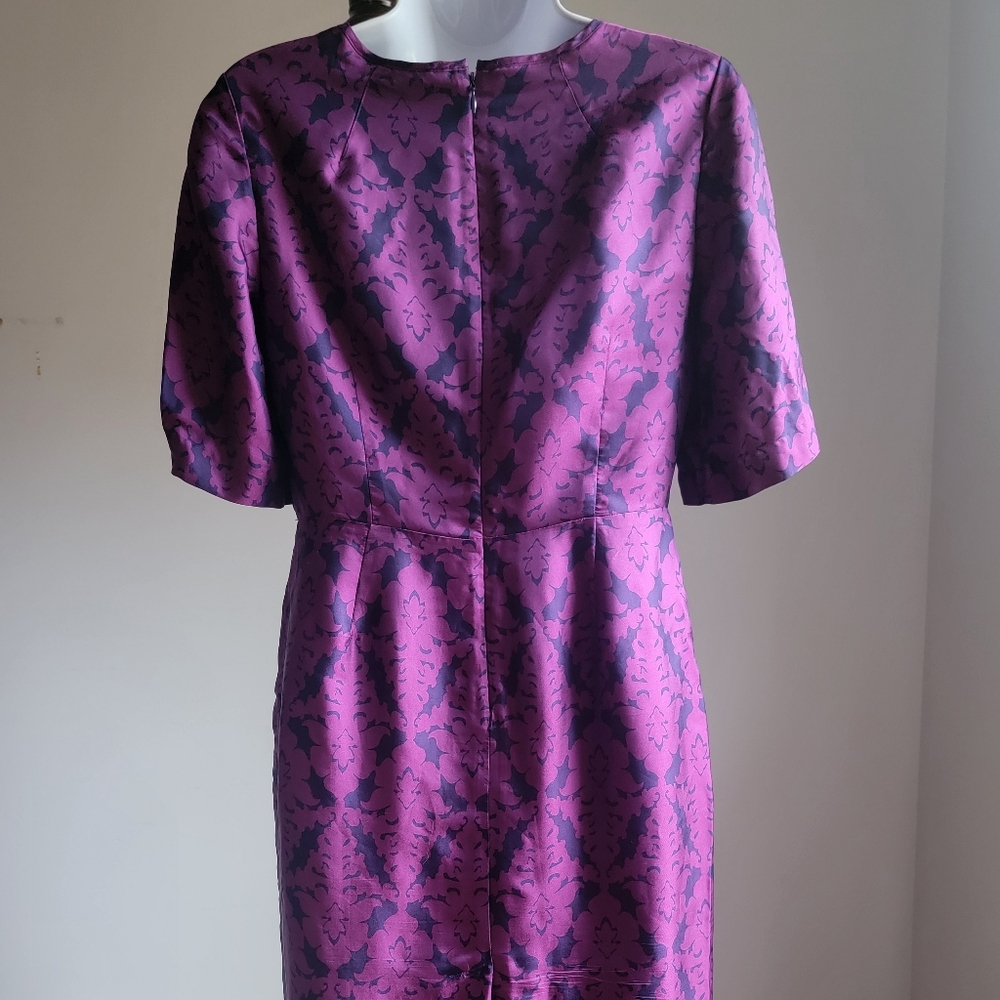 Banana Republic Purple And Navy Floral Patterned Silk Dress - Picture 2 of 9